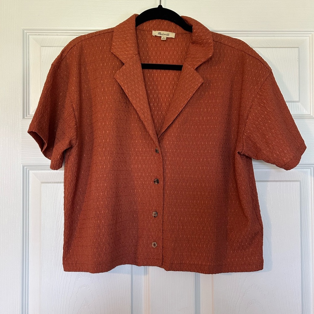 Madewell Brick Short-Sleeve Textured Button-Down Shirt